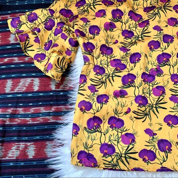 Delfi floral Sienna Ruffle Sleeve Blouse Top sz M - Picture 6 of 9
